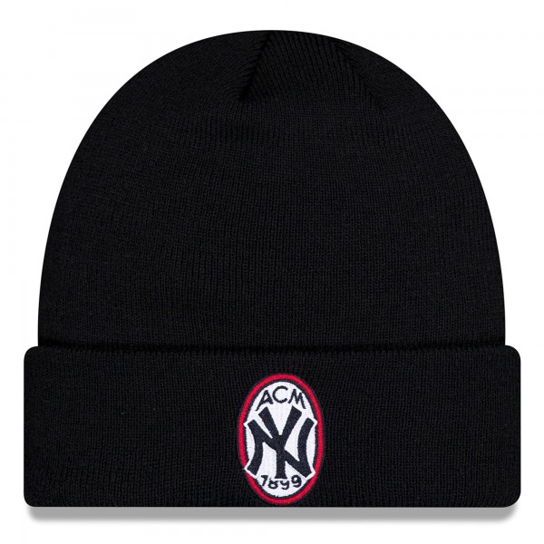 New York Yankees x AC Milan New Era Black Script Cuffed Knit Hat