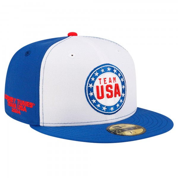 Бейсболка Looney Tunes x Team USA New Era Circle 59FIFTY - White/Blue