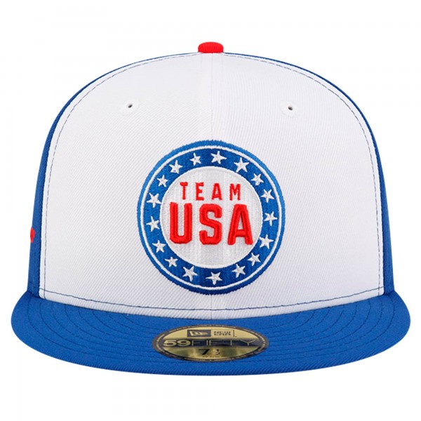 Бейсболка Looney Tunes x Team USA New Era Circle 59FIFTY - White/Blue
