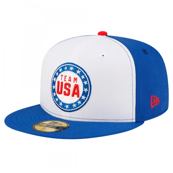 Бейсболка Looney Tunes x Team USA New Era Circle 59FIFTY - White/Blue