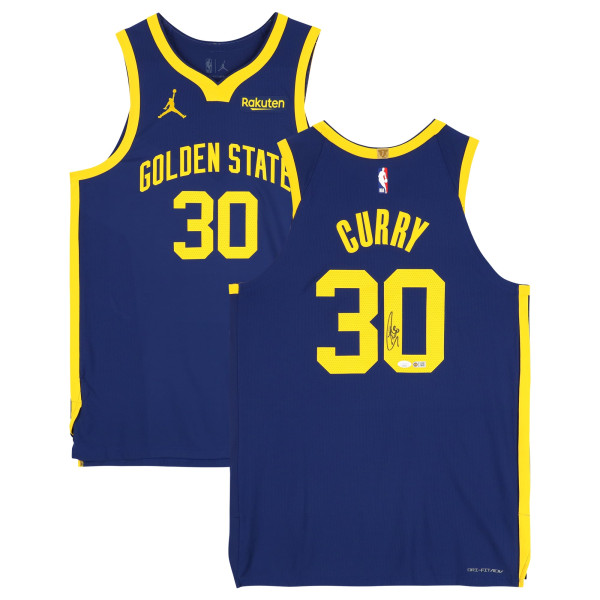 Джерси с автографом Stephen Curry Golden State Warriors Fanatics Authentic Navy Jordan Brand 2022-23 Statement Edition Authentic with Sponsor Patch