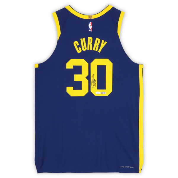Джерси с автографом Stephen Curry Golden State Warriors Fanatics Authentic Navy Jordan Brand 2022-23 Statement Edition Authentic with Sponsor Patch