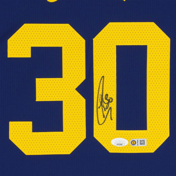 Джерси с автографом Stephen Curry Golden State Warriors Fanatics Authentic Navy Jordan Brand 2022-23 Statement Edition Authentic with Sponsor Patch