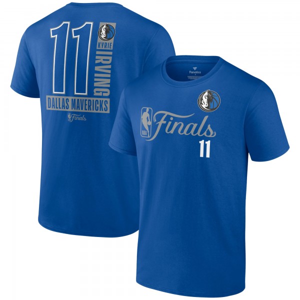 Футболка Kyrie Irving Dallas Mavericks 2024 NBA Finals Inbound Pass Name & Number  - Blue