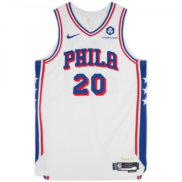 Ąžuolas Tubelis Philadelphia 76ers Fanatics Authentic Player-Issued #20 White Nike Jersey from the 2023-24 NBA Season - Size 52+4