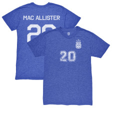 Футболка Alexis Mac Allister Argentina National Team 1863FC Retro Name & Number Tri-Blend - Blue