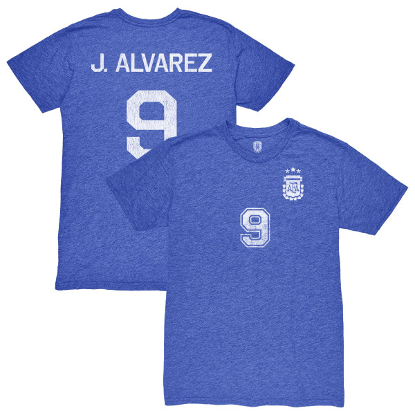 Футболка Julián Álvarez Argentina National Team 1863FC Retro Name & Number Tri-Blend - Blue