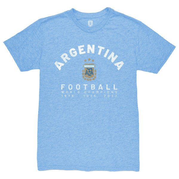 Футболка Argentina National Team 1863FC Three-Time World Champions Tri-Blend - Light Blue
