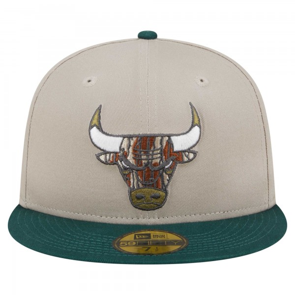 Бейсболка Chicago Bulls New Era Lifestyle Tree Bark 59FIFTY - Natural/Hunter Green