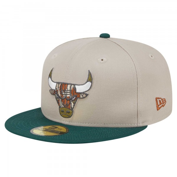 Бейсболка Chicago Bulls New Era Lifestyle Tree Bark 59FIFTY - Natural/Hunter Green