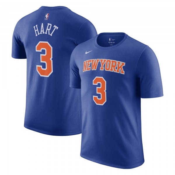 New York Knicks Josh Hart Nike Blue Icon Edition Name & Number T-Shirt