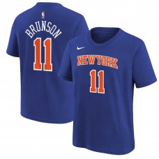 Подростковая New York Knicks Jalen Brunson Nike Blue Icon Name & Number T-Shirt