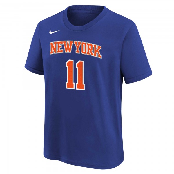 Подростковая New York Knicks Jalen Brunson Nike Blue Icon Name & Number T-Shirt