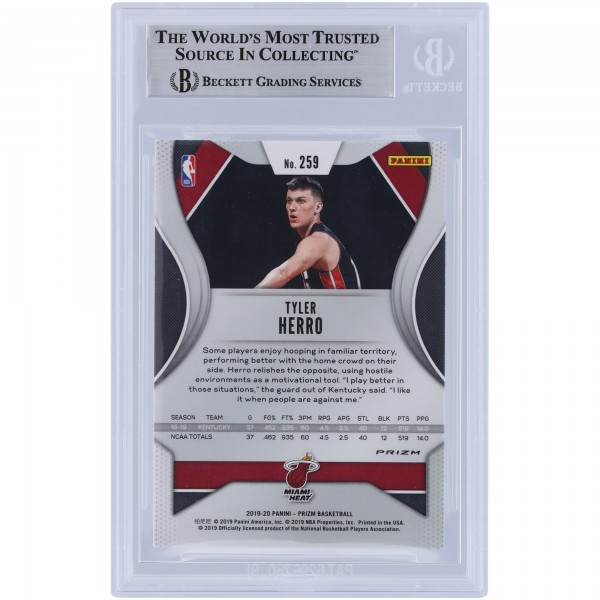 Tyler Herro Miami Heat Autographed 2019-20 Panini Prizm Green Prizm Green Ink #259 Beckett Fanatics Witnessed Authenticated Rookie Card