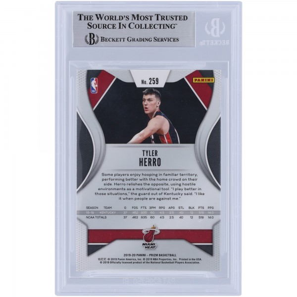 Tyler Herro Miami Heat Autographed 2019-20 Panini Prizm White Paint #259 Beckett Fanatics Witnessed Authenticated Rookie Card