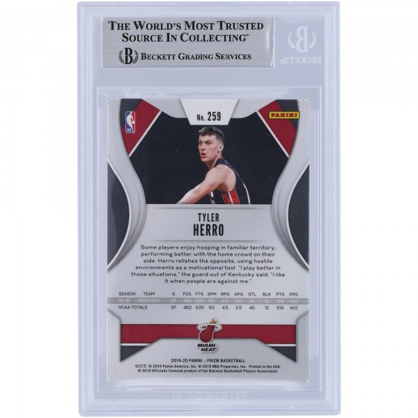 Tyler Herro Miami Heat Autographed 2019-20 Panini Prizm Red Ink #259 Beckett Fanatics Witnessed Authenticated Rookie Card