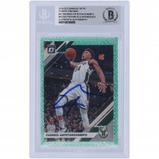 Giannis Antetokounmpo Milwaukee Bucks Autographed 2019-20 Panini Donruss Optic Choice Dragon Prizm #81 Beckett Fanatics Witnessed Authenticated Card