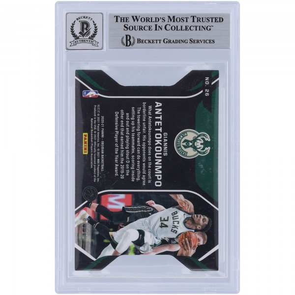 Giannis Antetokounmpo Milwaukee Bucks Autographed 2020-21 Panini Obsidian Pitch Black Yellow Etch #26 #2/10 Beckett Fanatics Witnessed Authenticated 9/10 Card