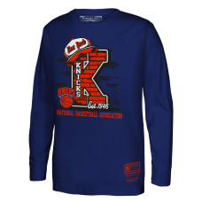 Детская футболка с длинным рукавом New York Knicks Mitchell & Ness Blue Hardwood Classics Vintage Players Drip