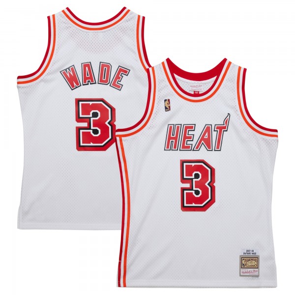 Игровая джерси Miami Heat Dwyane Wade Mitchell & Ness White 2007/08 Hardwood Classics