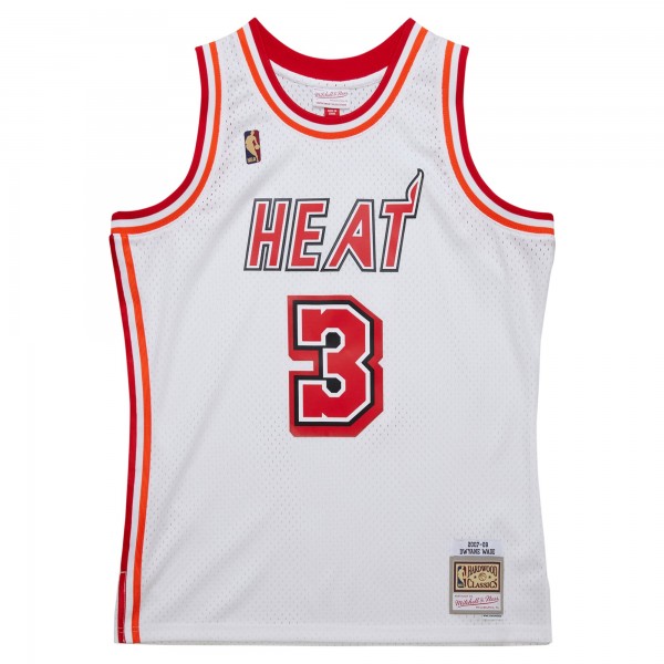 Игровая джерси Miami Heat Dwyane Wade Mitchell & Ness White 2007/08 Hardwood Classics