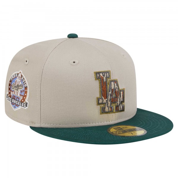 Бейсболка Los Angeles Dodgers New Era Natural/Hunter Green Lifestyle Tree Bark Fill 59FIFTY