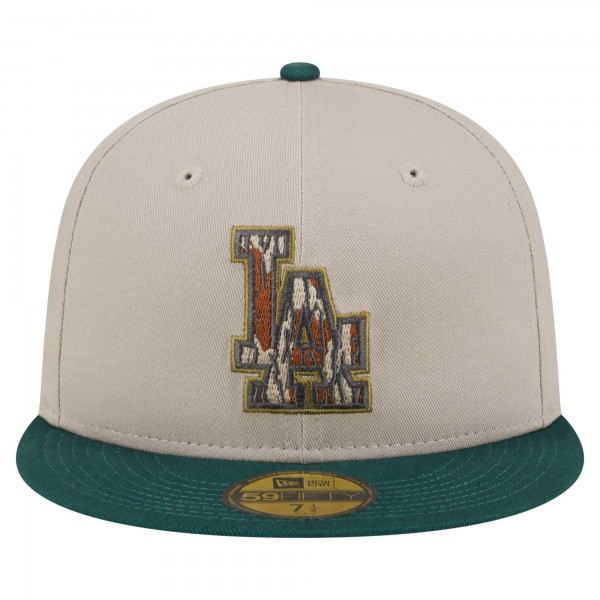 Бейсболка Los Angeles Dodgers New Era Natural/Hunter Green Lifestyle Tree Bark Fill 59FIFTY