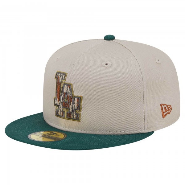 Бейсболка Los Angeles Dodgers New Era Natural/Hunter Green Lifestyle Tree Bark Fill 59FIFTY