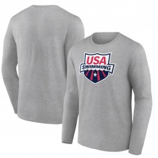 Футболка с длинным рукавом USA Swimming Fanatics Primary Logo - Heather Gray