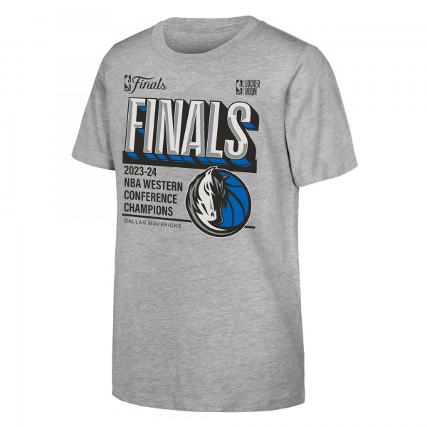 Футболка Dallas Mavericks Youth 2024 Western Conference Champions Locker Room - Heather Gray