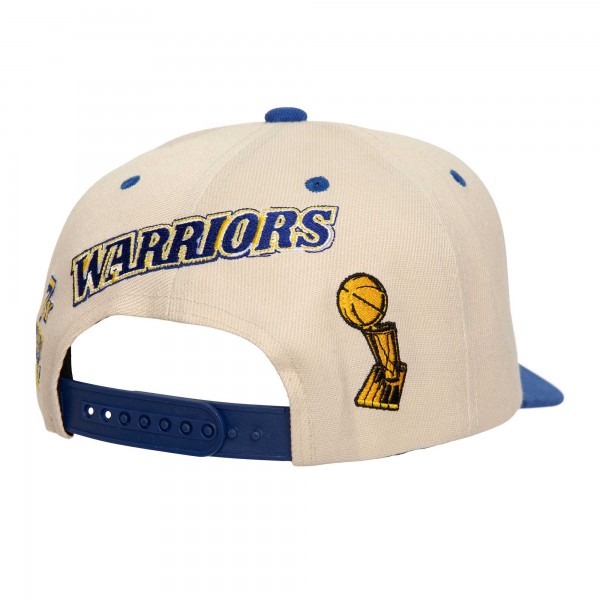 Golden State Warriors Mitchell & Ness Cream/Royal 7x NBA Champions Soul Legacy Defined Snapback Hat