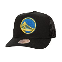 Бейсболка Golden State Warriors Mitchell & Ness Monogram Allover Logo Mesh Trucker - Black