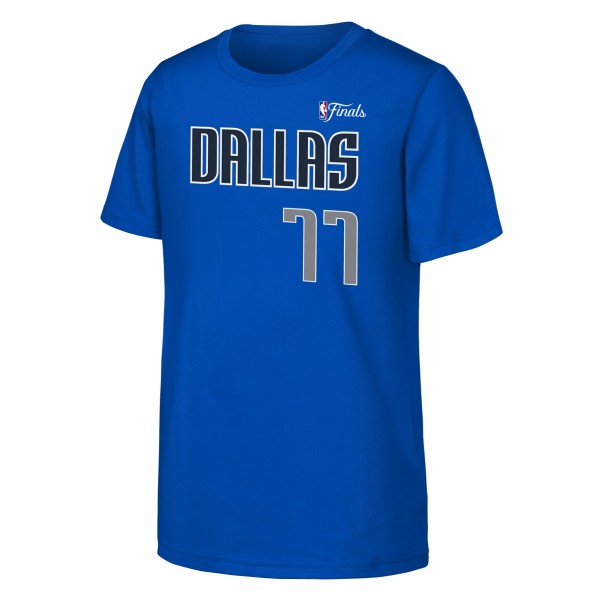 Футболка Luka Dončić Dallas Mavericks Youth 2024 NBA Finals Name & Number – Navy