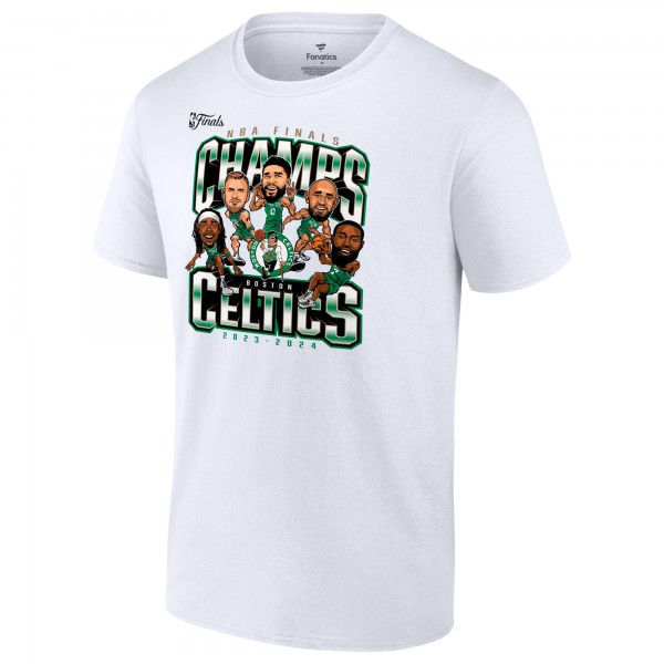Футболка Boston Celtics 2024 NBA Finals Champions Pull Up Jumper Caricature - White