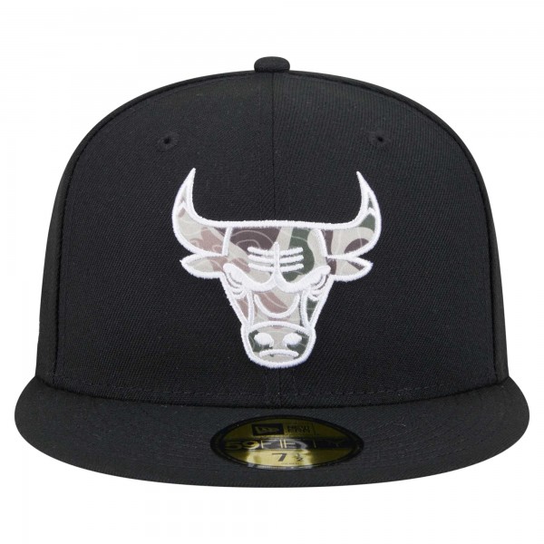 Бейсболка Chicago Bulls New Era Black Camo Print UV 59FIFTY