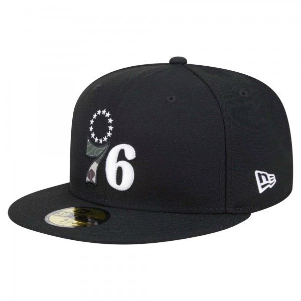 Бейсболка Philadelphia 76ers New Era Black Camo Print UV 59FIFTY