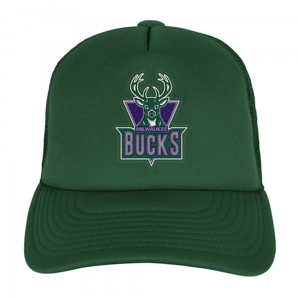 Подростковая Milwaukee Bucks Mitchell & Ness Hunter Green Core Evergreen Trucker Adjustable Hat