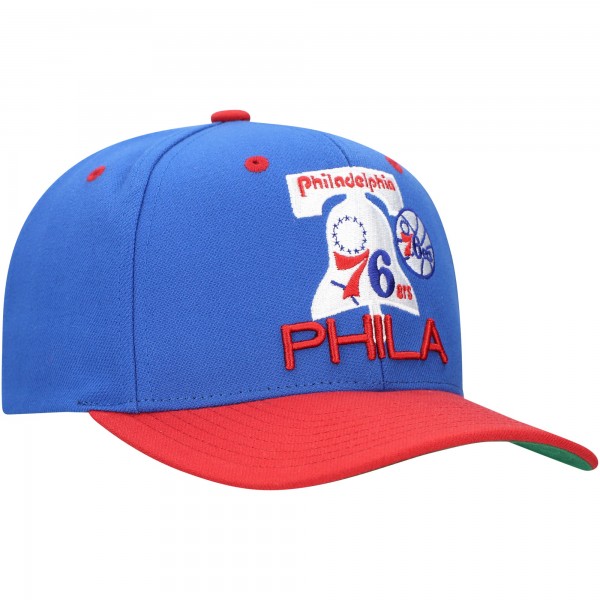 Philadelphia 76ers Mitchell & Ness Royal All In 2.0 Pro Crown Snapback Hat