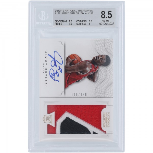 Jimmy Butler Chicago Bulls Autographed 2012-13 Panini National Treasures 3 Color RPA #127 #110/199 BGS Authenticated 8.5/10 Rookie Card - 9.5,9.5,8.5,8 Subgrades