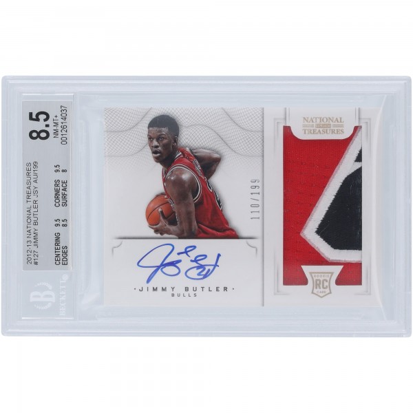 Jimmy Butler Chicago Bulls Autographed 2012-13 Panini National Treasures 3 Color RPA #127 #110/199 BGS Authenticated 8.5/10 Rookie Card - 9.5,9.5,8.5,8 Subgrades