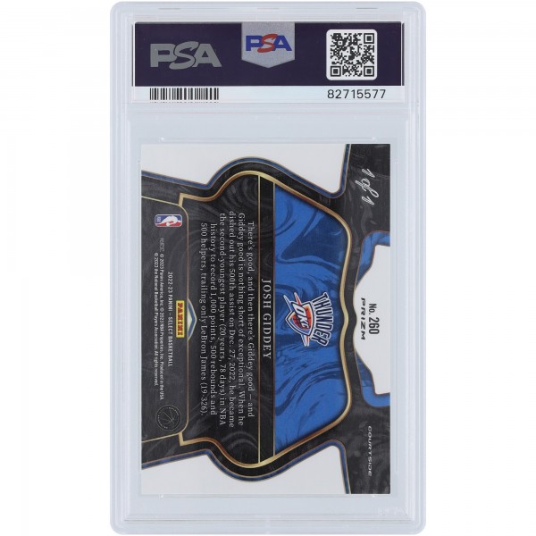 Josh Giddey Oklahoma City Thunder 2022-23 Panini Select Courtside Black Disco #260 #1/1 PSA Authenticated 10 Card