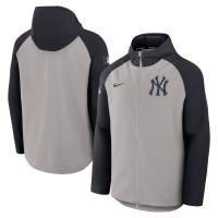 Кофта на молнии New York Yankees Nike Gray/Navy Authentic Collection Raglan Performance