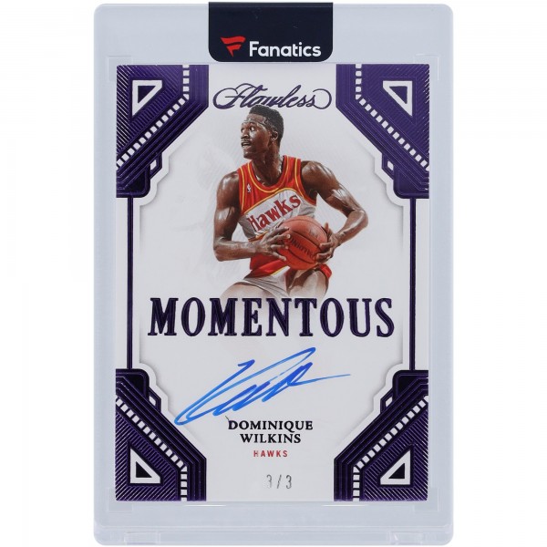 Dominique Wilkins Atlanta Hawks Autographed 2022-23 Panini Flawless Momentous #MA-DWK #3/3 Card