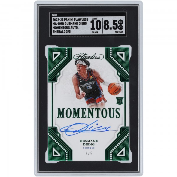 Ousmane Dieng Oklahoma City Thunder Autographed 2022-23 Panini Flawless Momentous Emerald #MA-OMD #3/5 SGC Authenticated 8.5/10 Rookie Card