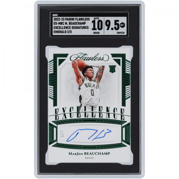 MarJon Beauchamp Milwaukee Bucks Autographed 2022-23 Panini Flawless Excellence Emerald #ES-MBC #2/5 SGC Authenticated 9.5/10 Rookie Card