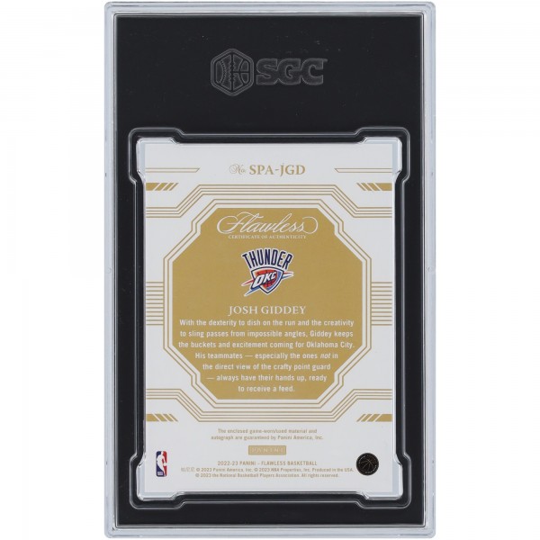 Josh Giddey Oklahoma City Thunder Autographed 2022-23 Panini Flawless 3 Color Relic #SPA-JGD #4/25 SGC Authenticated 9.5/10 Card