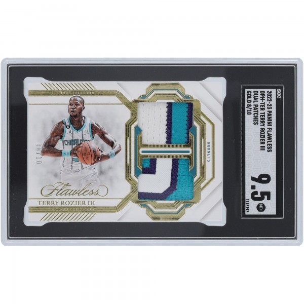 Terry Rozier Charlotte Hornets 2022-23 Panini Flawless Dual Patches Gold #DPH-TER #8/10 SGC Authenticated 9.5 Card