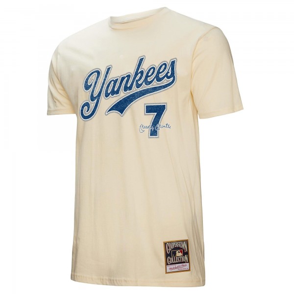 New York Yankees Mickey Mantle Mitchell & Ness Cream Cooperstown Collection Player T-Shirt