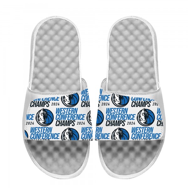 Шлепки Dallas Mavericks ISlide Unisex 2024 Western Conference Champions – White