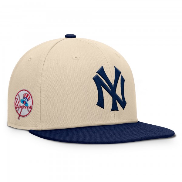 New York Yankees Fanatics Natural/Navy Cooperstown Collection Bounder Snapback Hat
